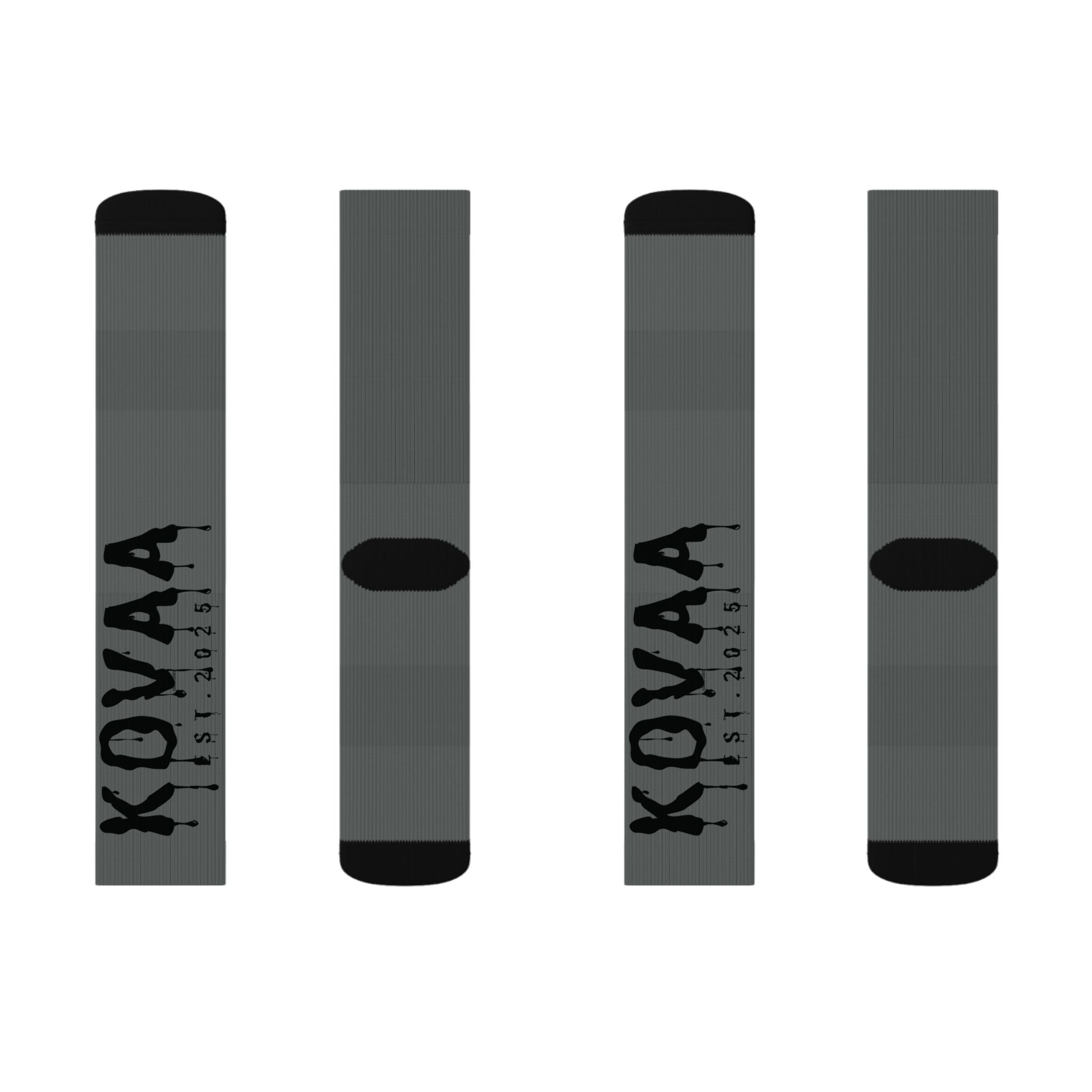 Koyaa Logo Sublimation Crew Socks — Branded Gray Athletic Socks