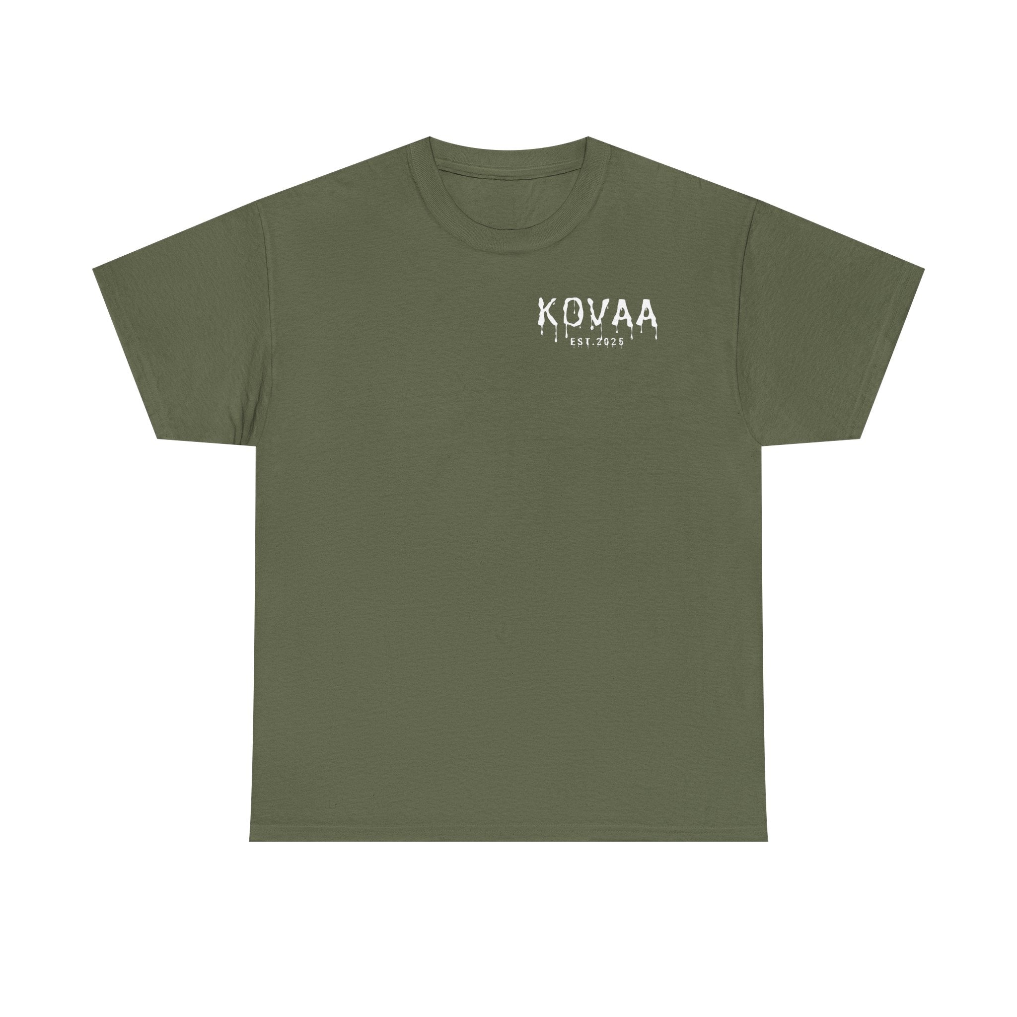 KOVAA Minimal Logo Tee — Small Chest Script Graphic T-Shirt