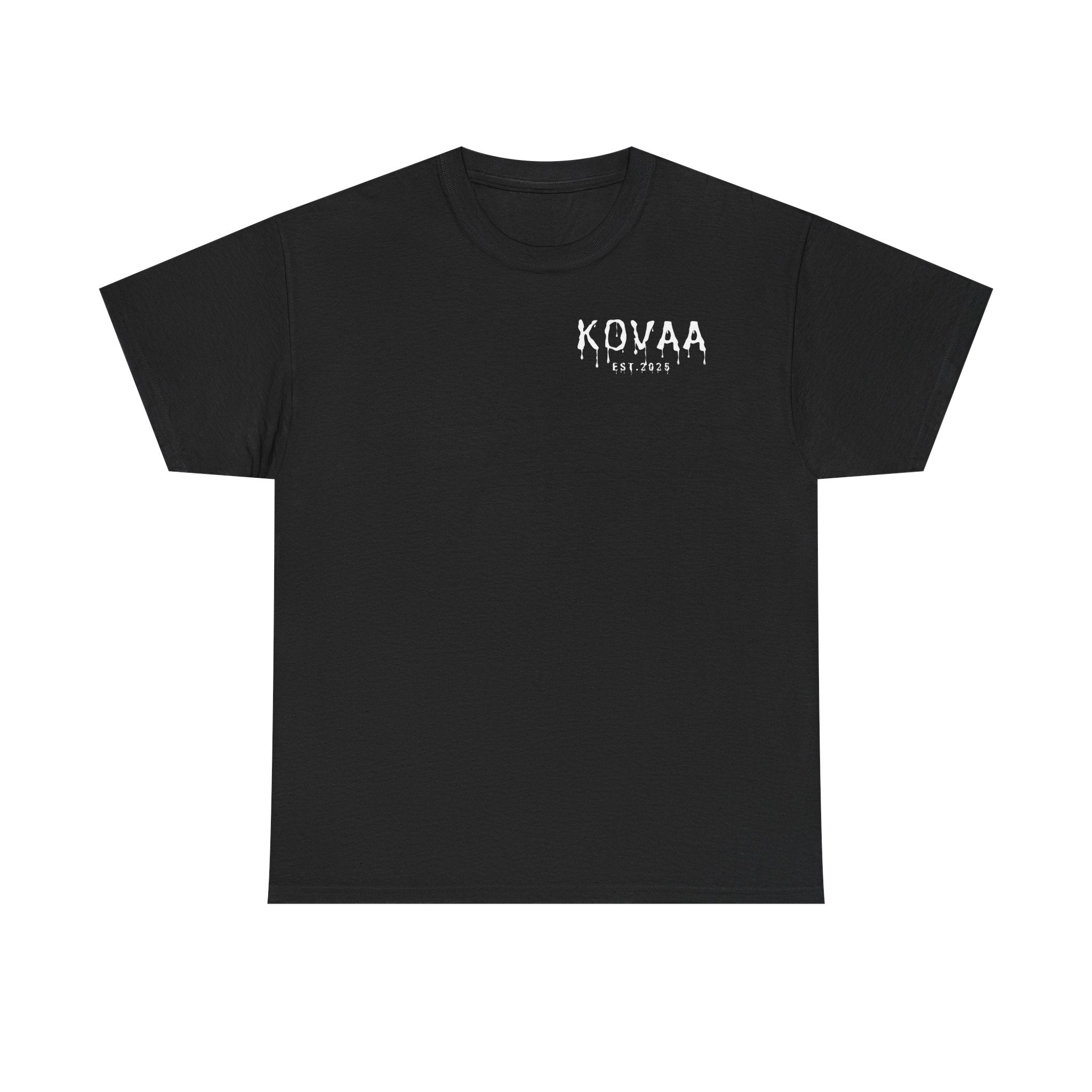 KOVAA Minimal Logo Tee — Small Chest Script Graphic T-Shirt