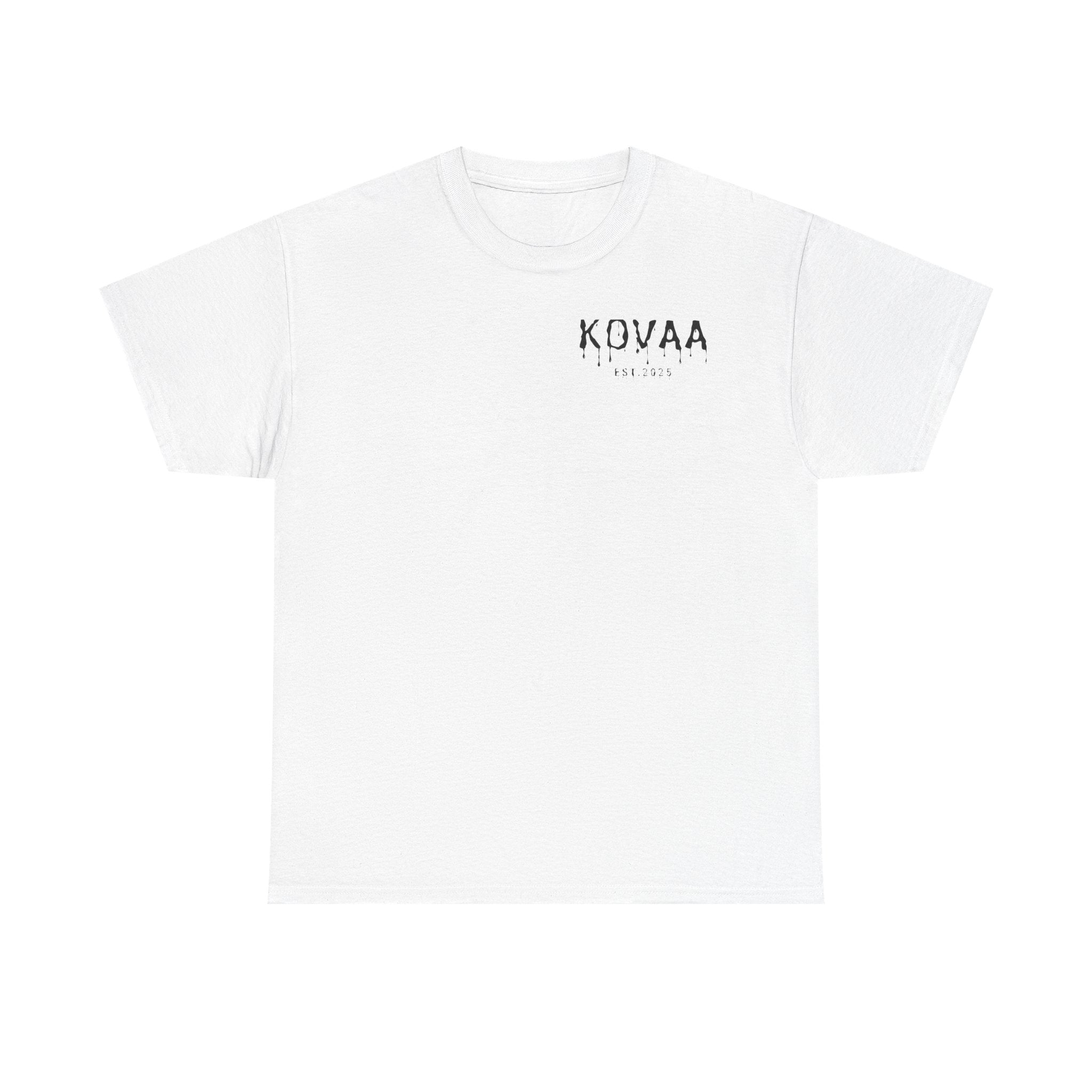 KOVAA Minimal Logo Tee — Small Chest Script Graphic T-Shirt