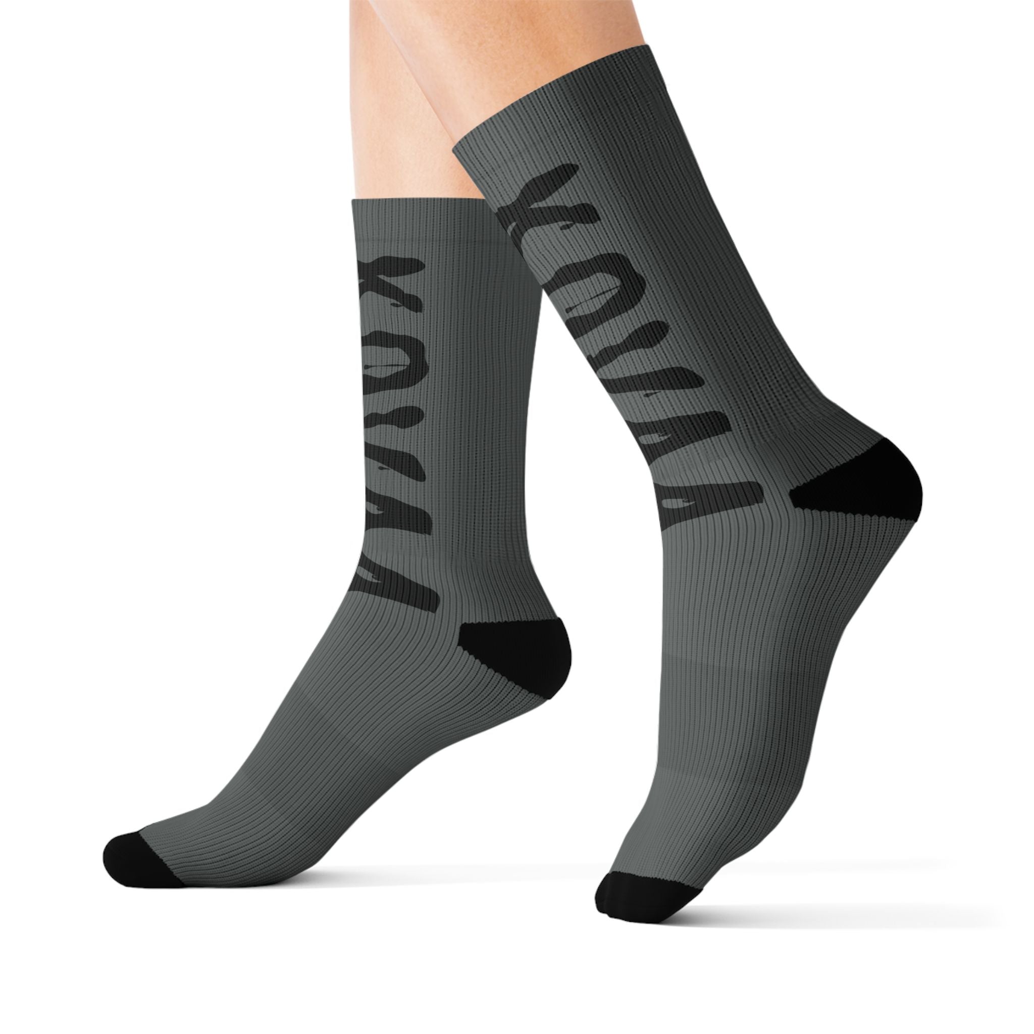 Koyaa Logo Sublimation Crew Socks — Branded Gray Athletic Socks