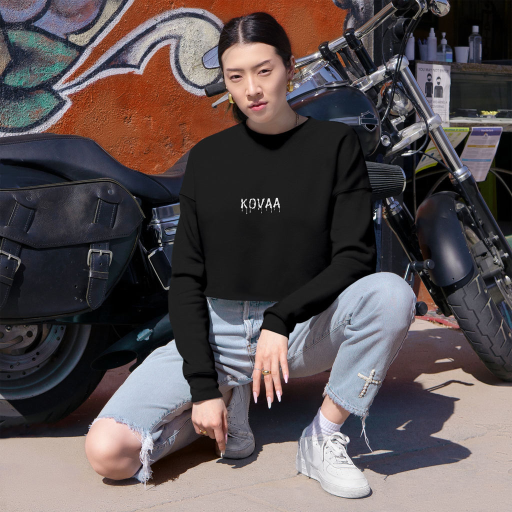 KOVAA Drip Logo Cropped Sweatshirt — Women's Trendy Streetwear