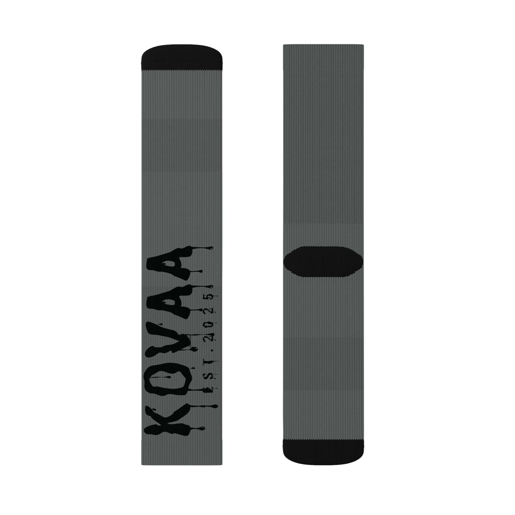 Koyaa Logo Sublimation Crew Socks — Branded Gray Athletic Socks