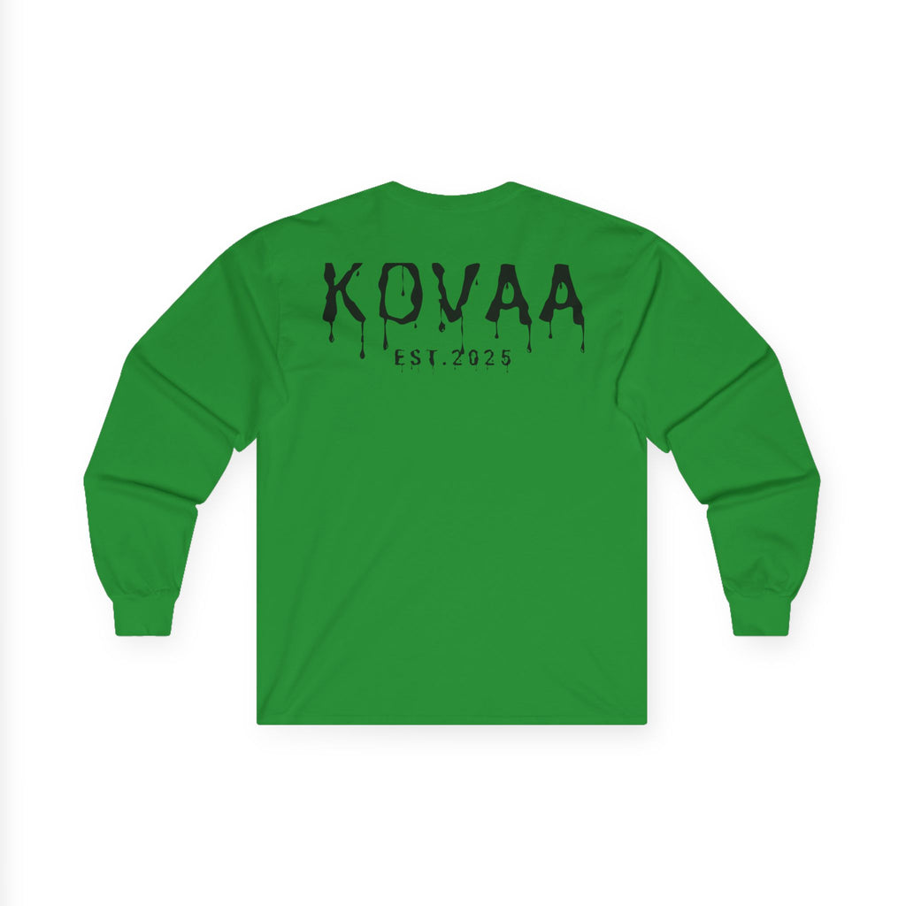 KOVAA Drip Logo Long Sleeve Tee — Est. 2025 Streetwear
